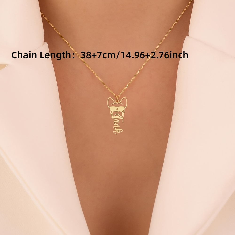 Custom French Bulldog Name Pendant Necklace